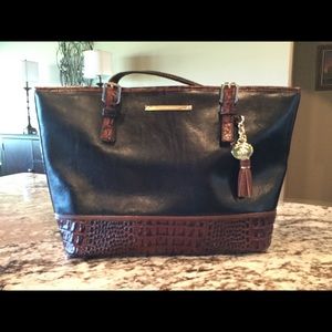 Brahmin medium Asher Black Tuscan Tri-texture tote